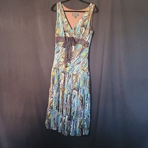 Sleeveless drop waist multi-colored dress